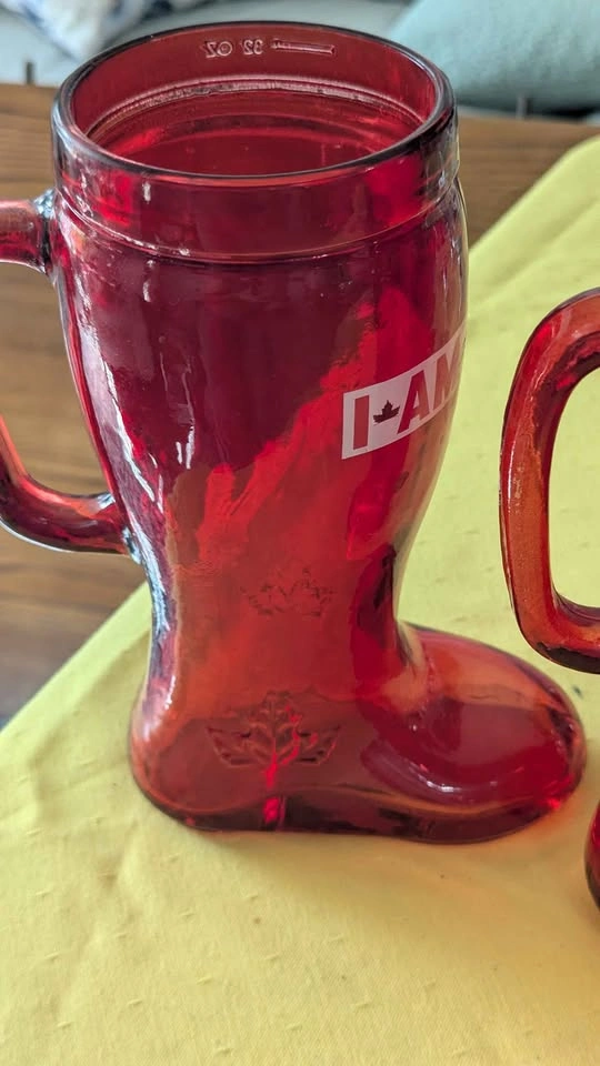 Authentic Molson Canadian promotional barware Red Glass Boots Pa - photo 5