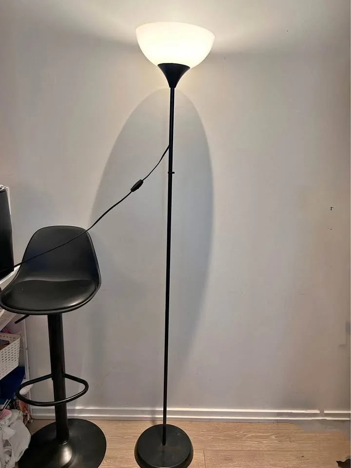 Black Floor Lamp with White Shade thumbnail