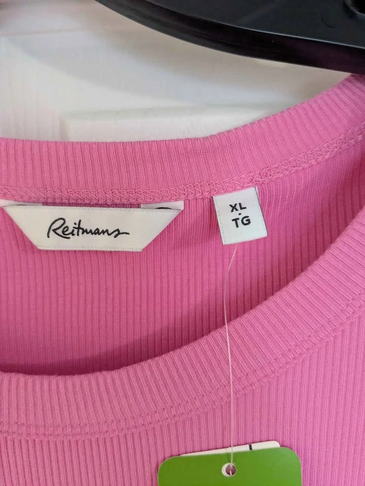 Reitmans Pink Ribbed Short Sleeve T-Shirt Size XL - photo 2