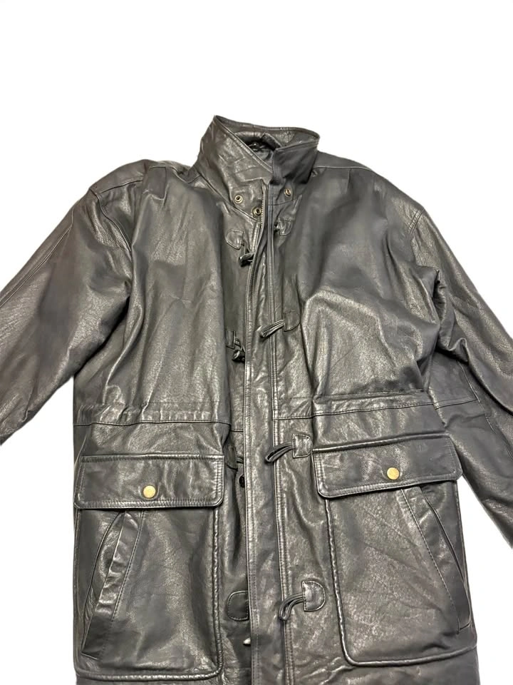 Black Leather Toggle Coat