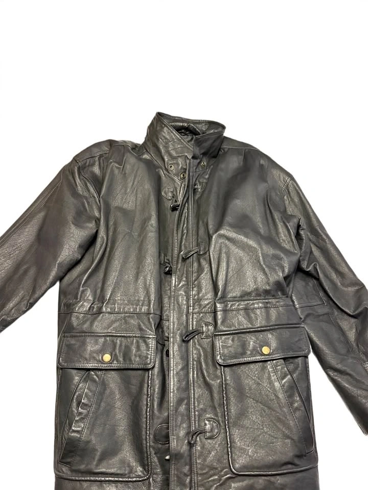 Clasic Black Leather Toggle Jacket