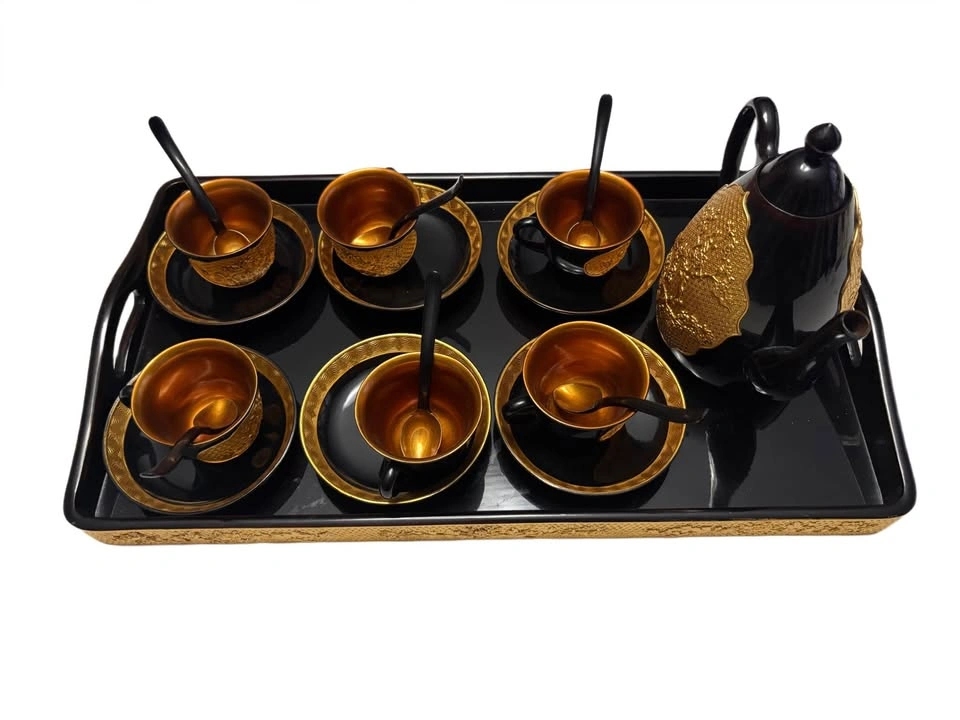 Vintage Black & Gold Ceramic Tea Set 20-Piece