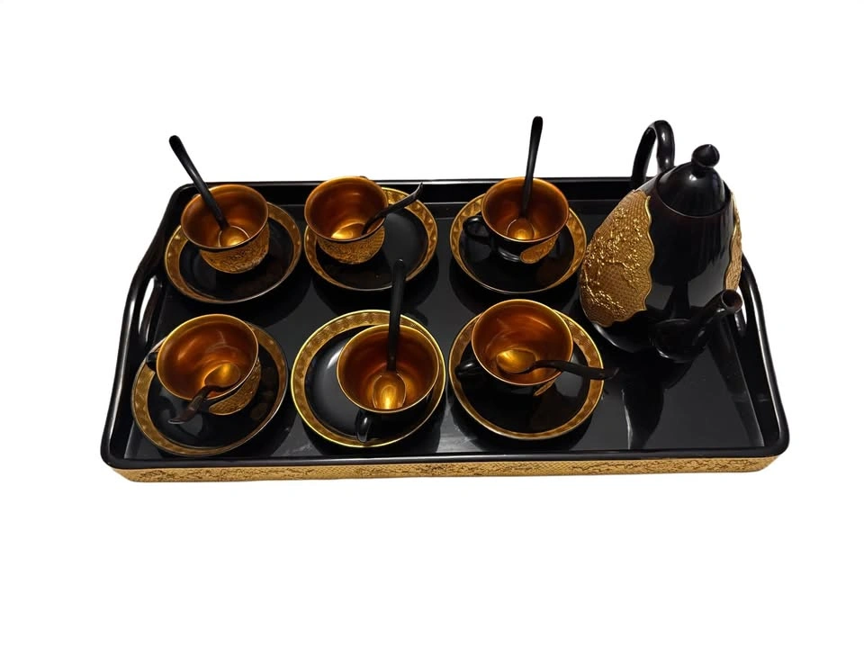 Vintage Black & Gold Ceramic Tea Set 20-Piece