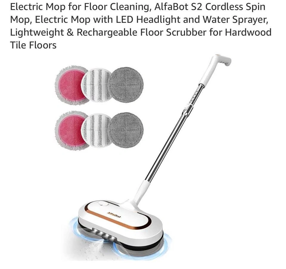 AlfaBot S2 Cordless Spin Mop with LED and Sprayer