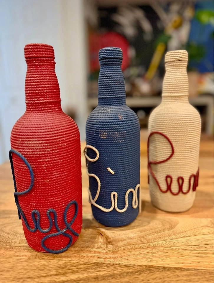 60s liquor wrapped decanters