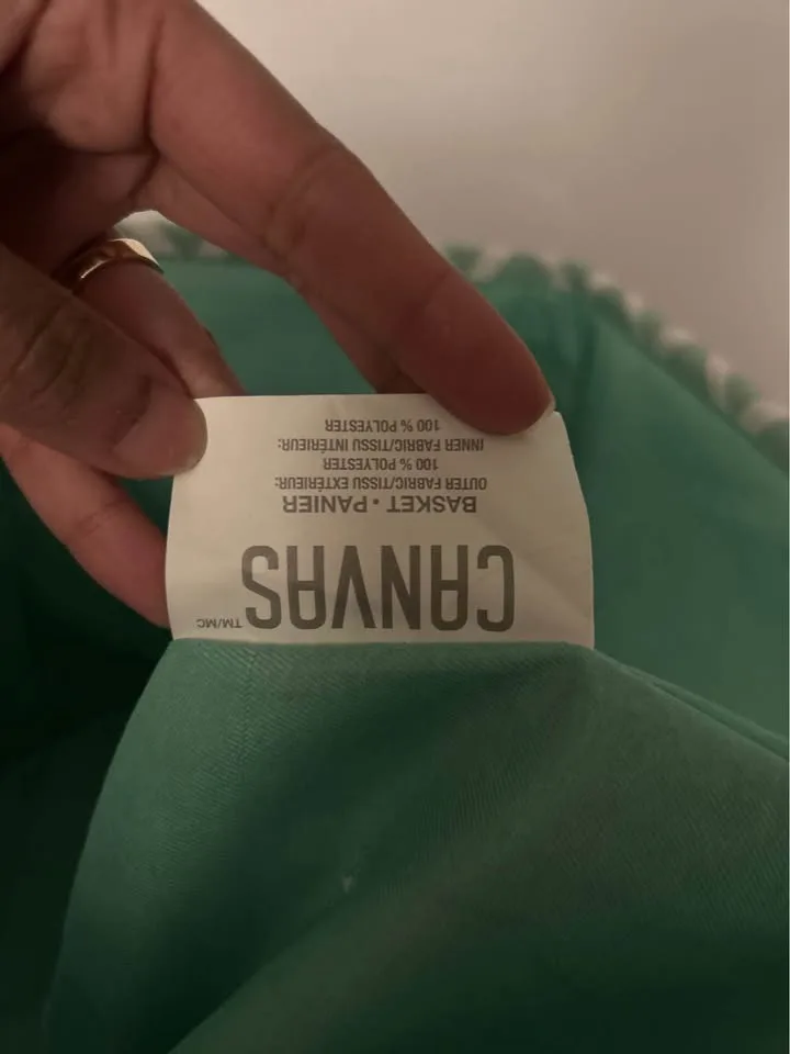 Canvas Basket - Mint Green and White image indicator(5)