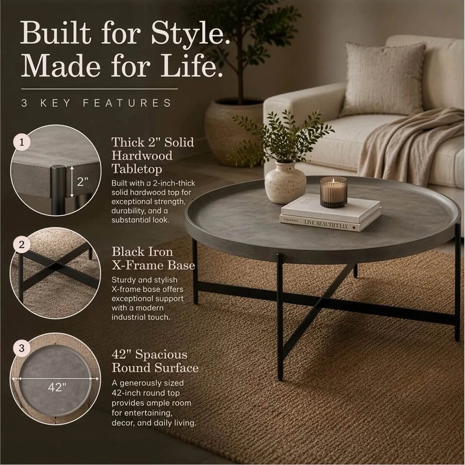Concrete Top Coffee Table - photo 3