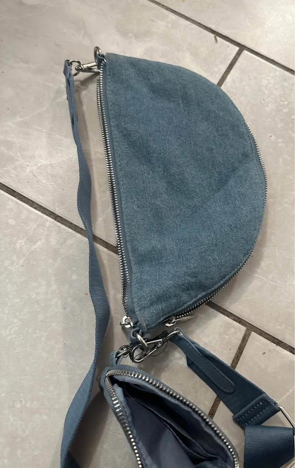 Sondra Roberts Squared Blue Crescent Crossbody Bag with Pouch - photo 4