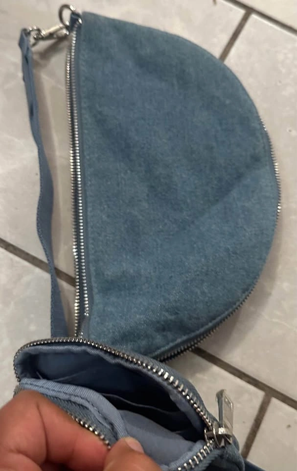 Sondra Roberts Squared Blue Crescent Crossbody Bag with Pouch - photo 5