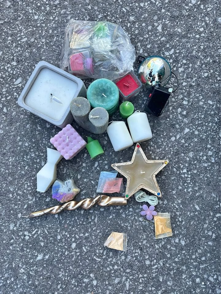 Assorted Decorative Candle Lot – Various Shapes & Colours