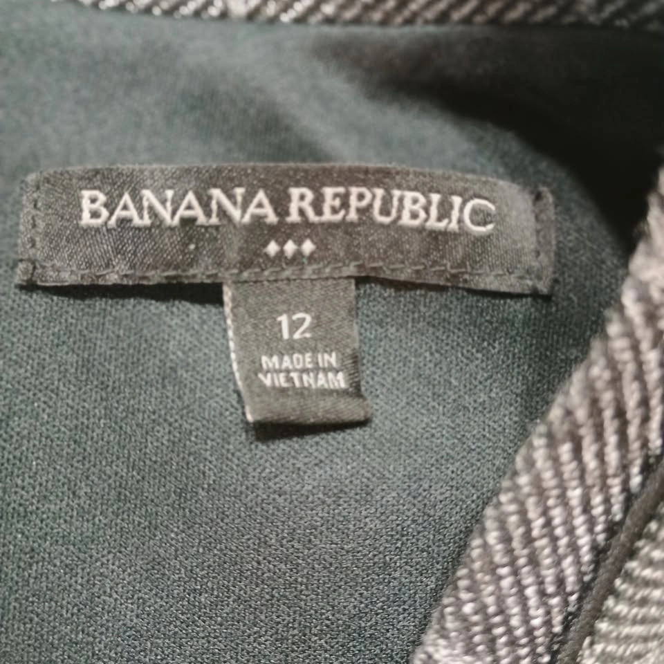 Banana Republic Gray Windowpane Plaid Fit & Flare Dress 12 - photo 4