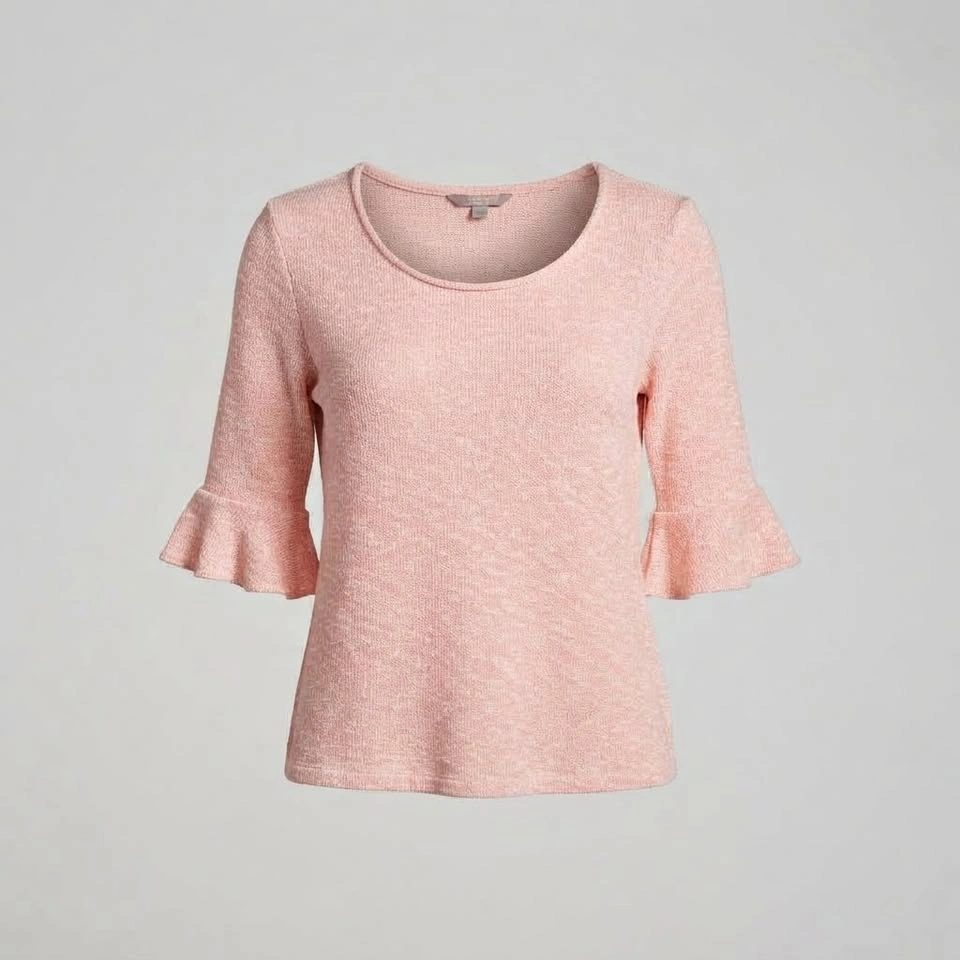 Cherokee Pink Peach Melange Knit Size XL Ruffle Bell Sleeve