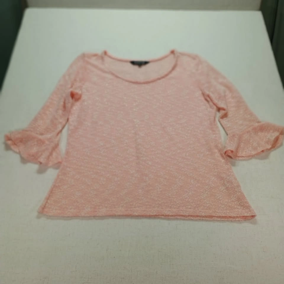 Cherokee Pink Peach Melange Knit Size XL Ruffle Bell Sleeve - photo 2