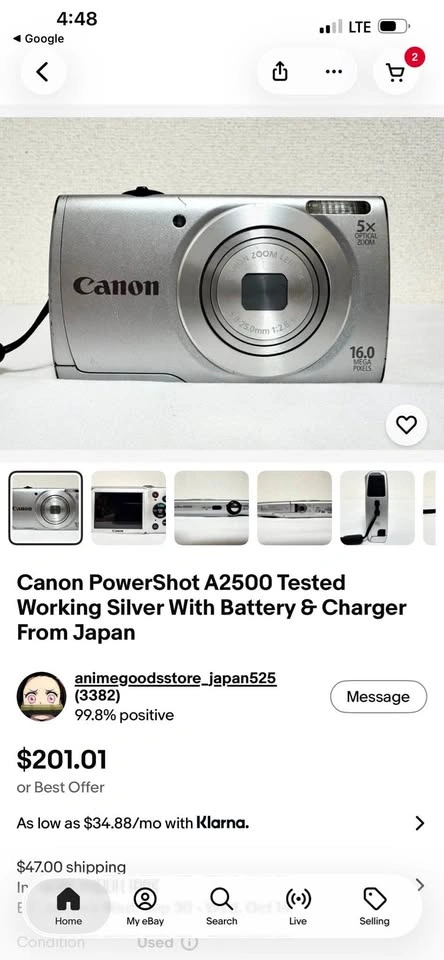 Canon PowerShot A2500 Digital Camera
