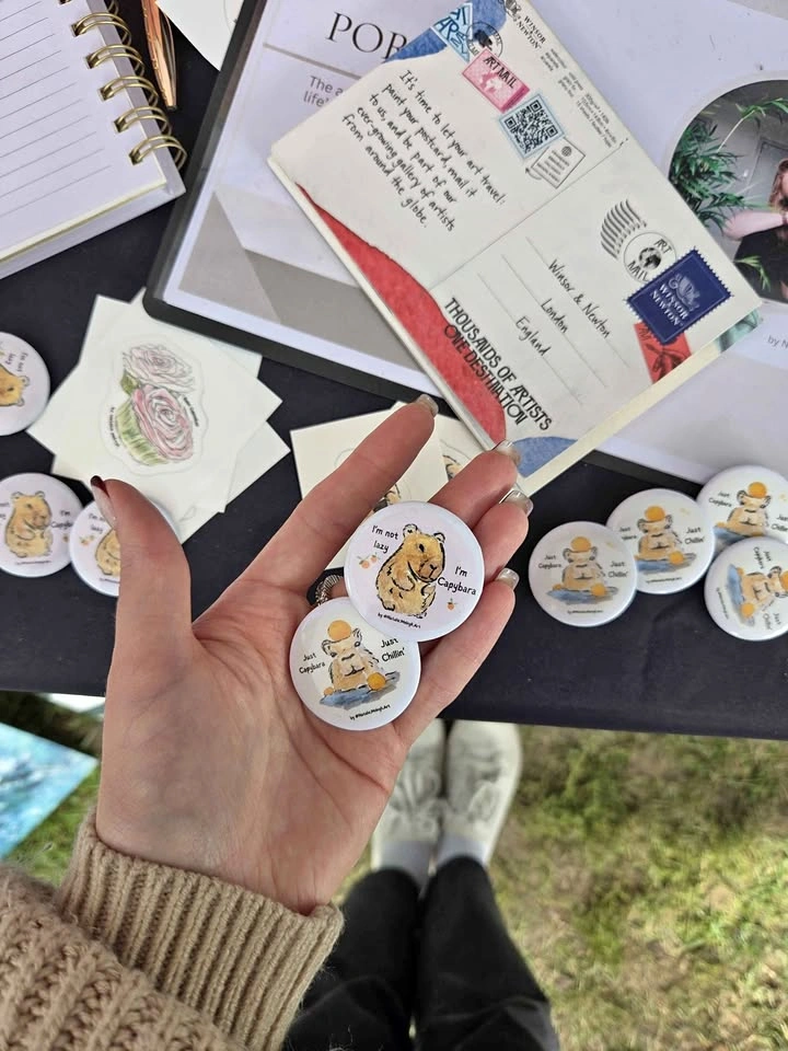 Cute Capybara Pinback Buttons