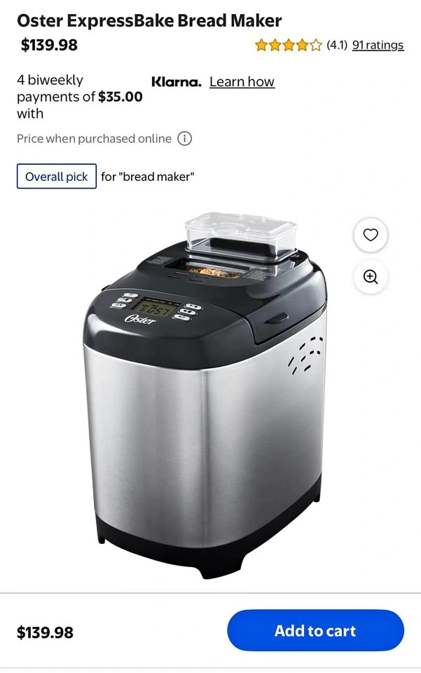 Oster bread maker