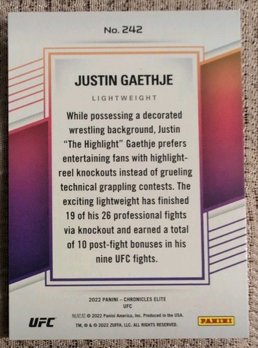 2022 Panini Donruss Elite UFC Chrome Refractor Justin Gaethje - photo 2