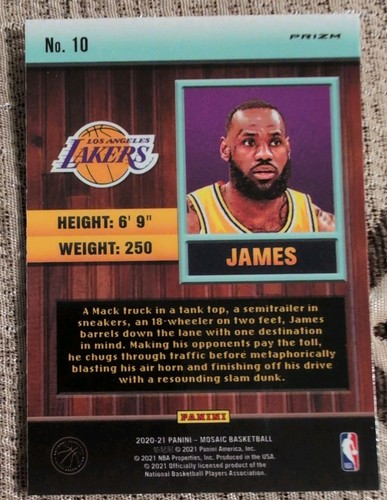 2020-21 LeBron James Jam Masters #10 Green Mosaic Prizm - photo 2