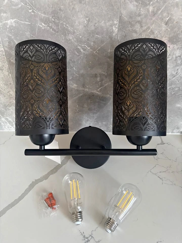 New Black 2-Light Luxurious Metal Wall Sconce with Bulbs