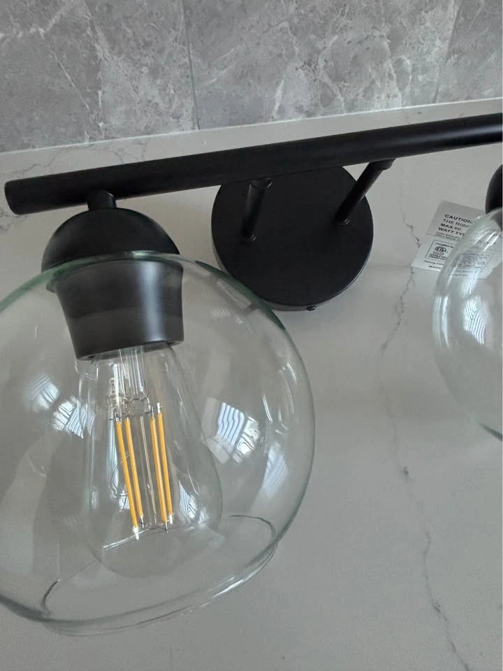 New 2-Light sconce with glass shades, spare marble shades and bu - photo 3