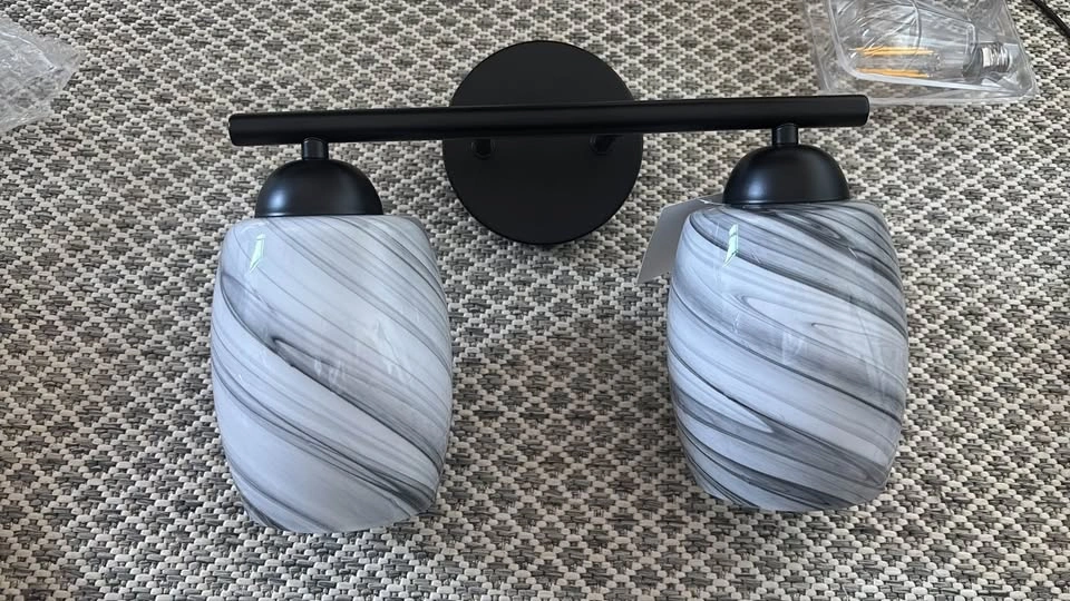 New 2-Light sconce with glass shades, spare marble shades and bu - photo 4