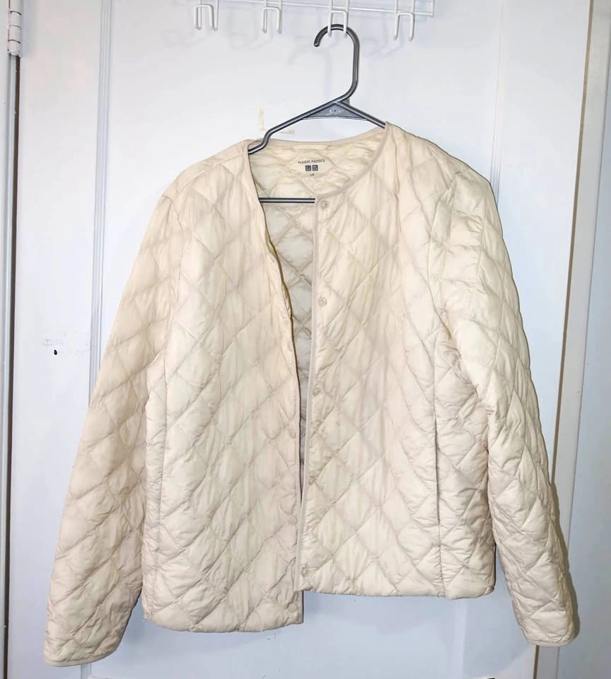 UNIQLO womens Warm Padded Quilted Jacket – Cream – Size L