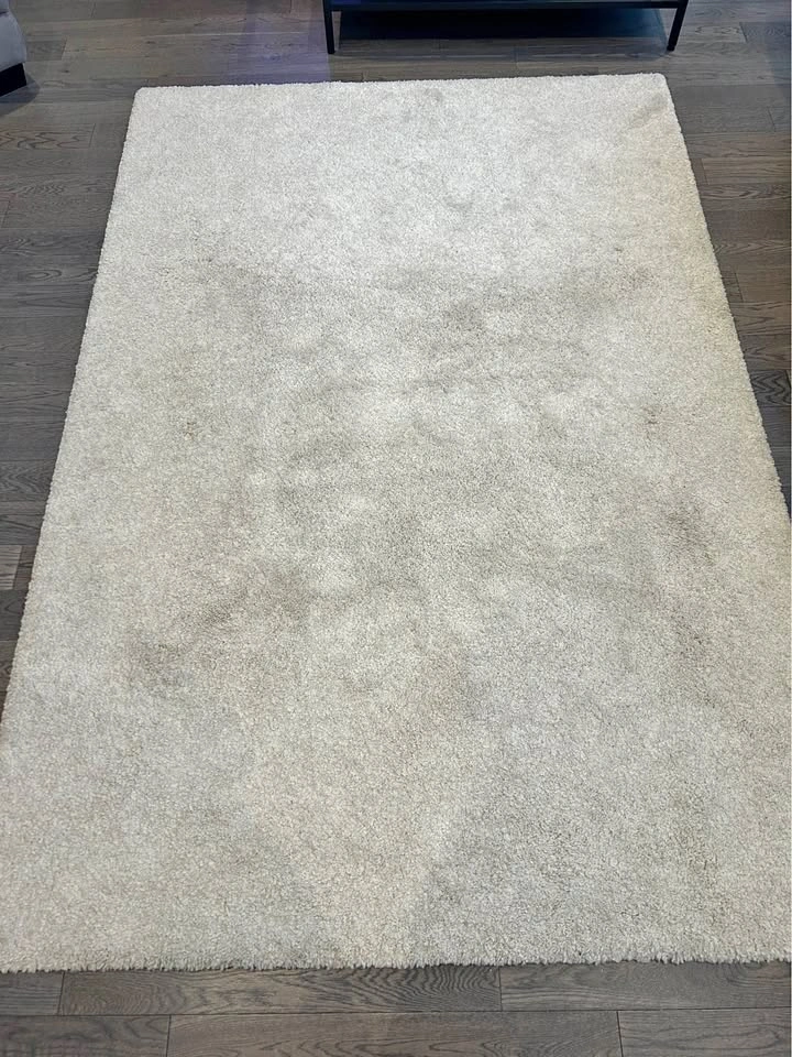 STOENSE Rug, low pile, off-white, 133x195 cm