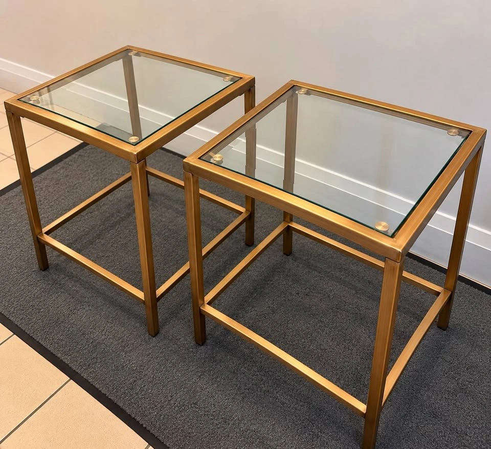Gold Glass Side Tables Set of 2 - photo 3