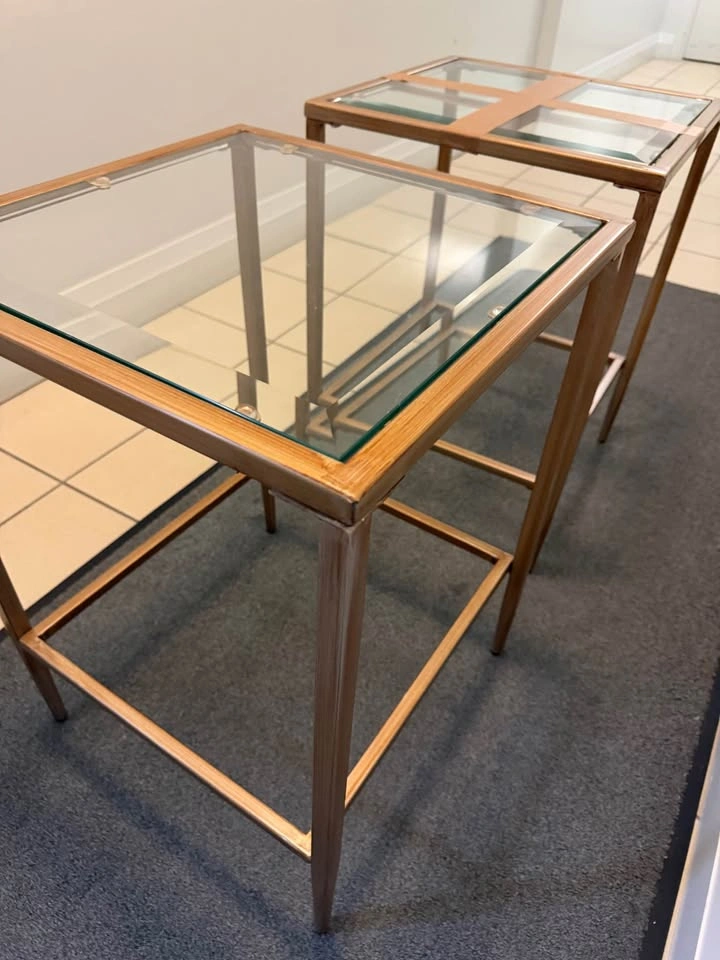 Gold Glass Side Tables Set of 2 - photo 4