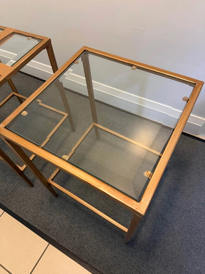 Gold Glass Side Tables Set of 2 - photo 5