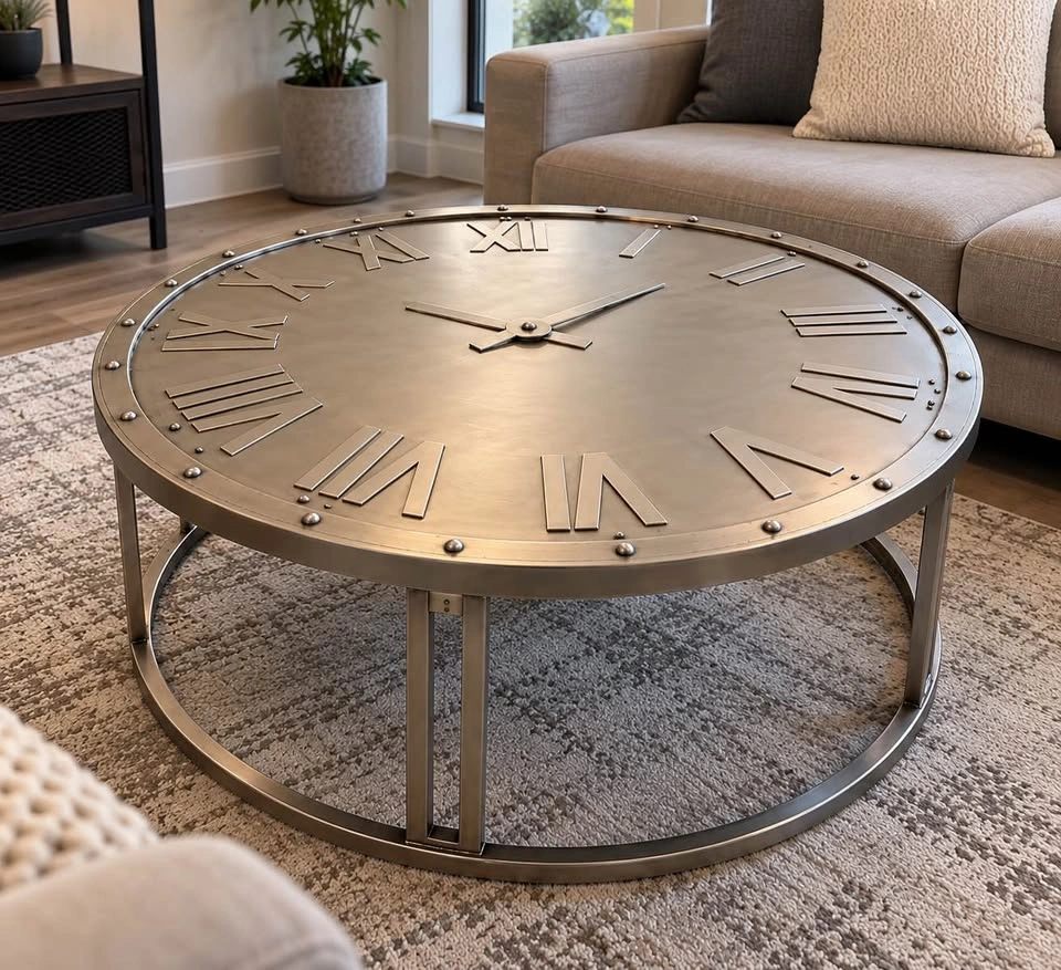 Large Round Industrial Style Coffee Table - photo 2