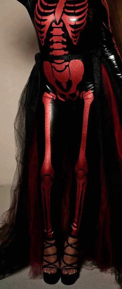 Black Latex Skeleton Costume ( M/L)