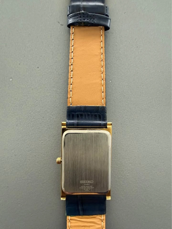 Restored Vintage Seiko Slim Tank gold Case blue Dial - photo 3