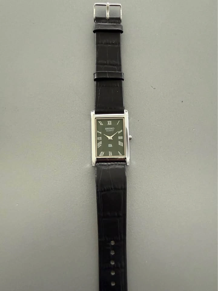 Restored Vintage Seiko Slim Tank silver Case green Dial - photo 2