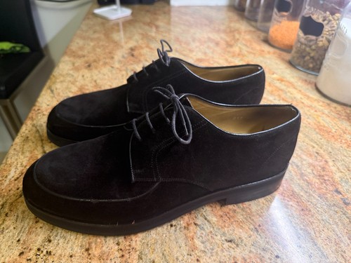 Vintage Giorgio Armani Black Suede Derby Shoes Size 11.5