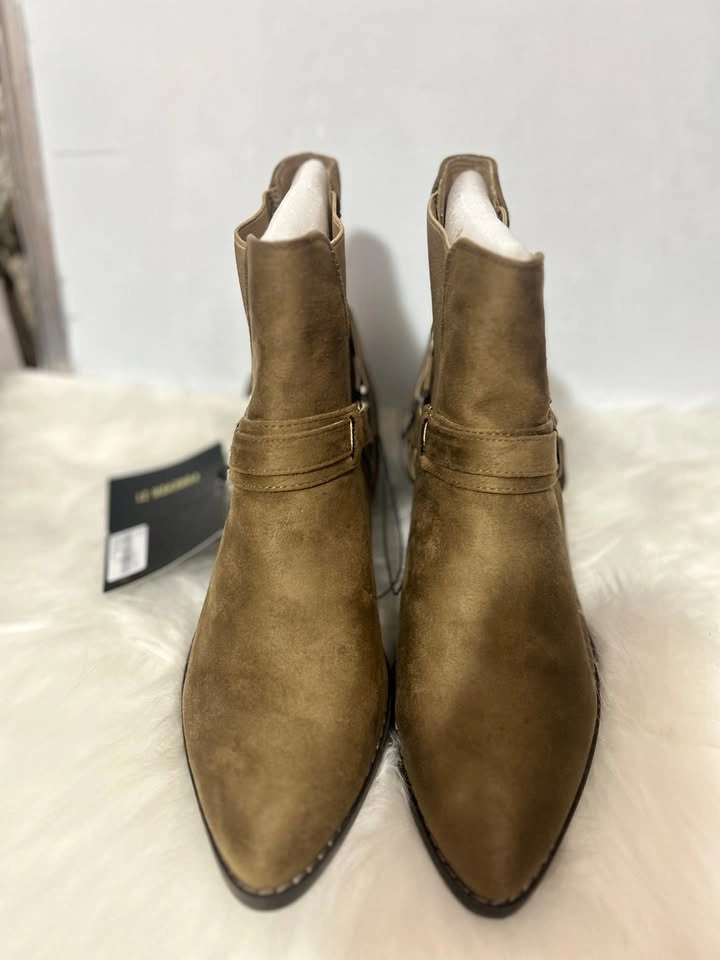 Forever 21 Suede Olive Ankle Boots w/ Buckles Size 7.5 - photo 2