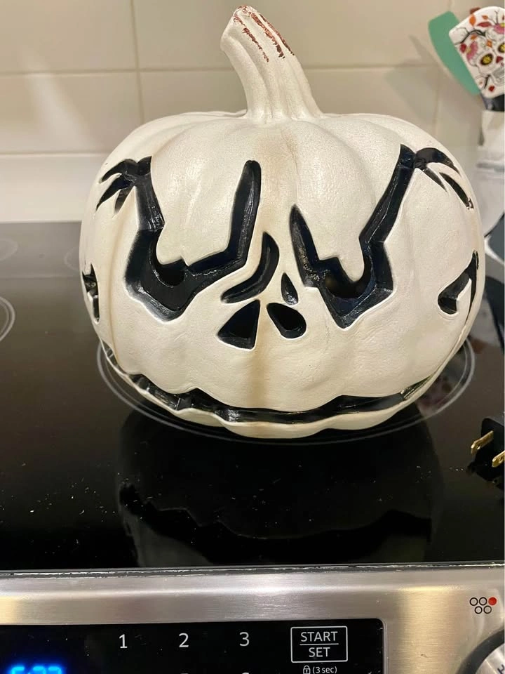 Light-Up White Halloween Jack-O'-Lantern Pumpkin