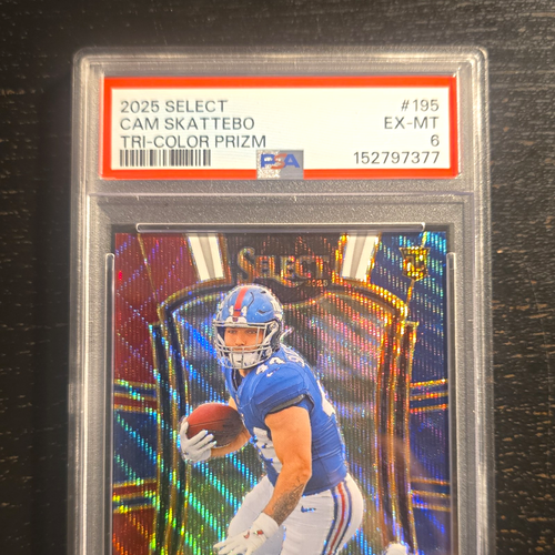 2025 Panini Select Cam Skattebo Premier Level Tri-Color Prizm