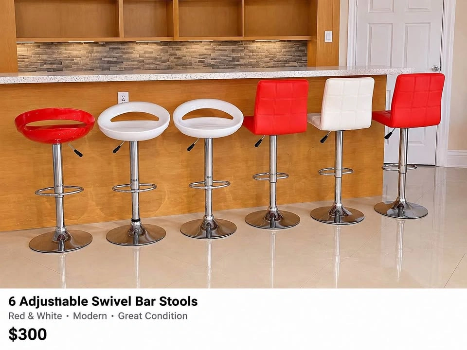 6 Adjustable Swivel Bar Stools