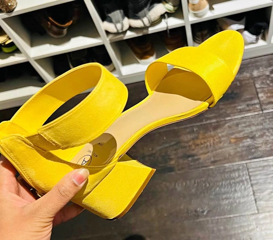 Yellow Block Heel Sandals Size 10W