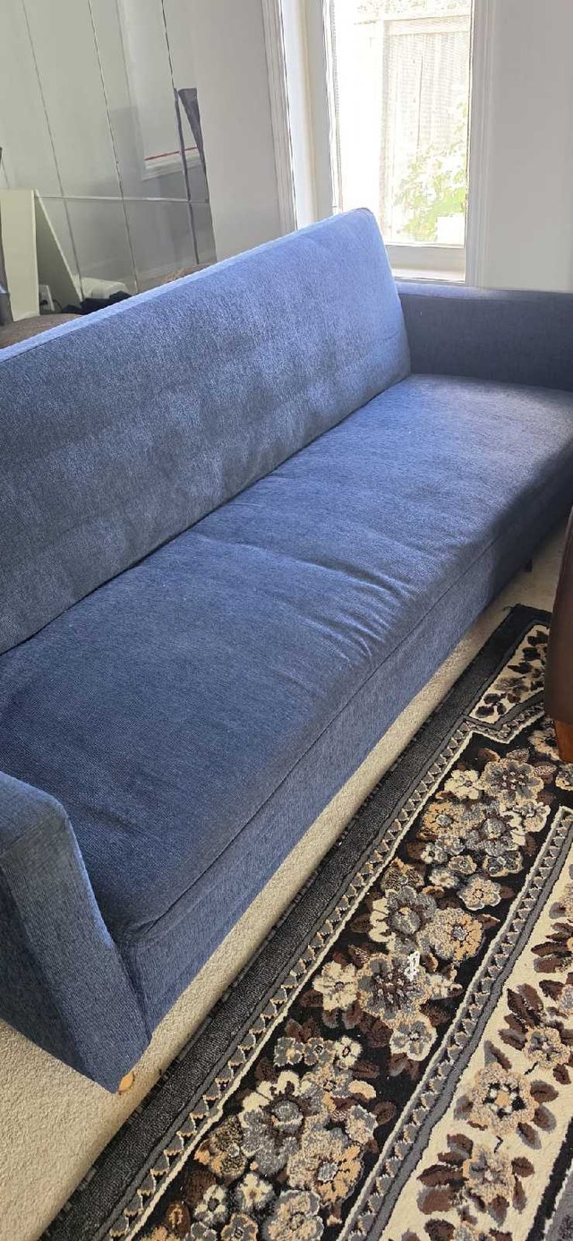 Blue Fabric Convertible Sofa Bed