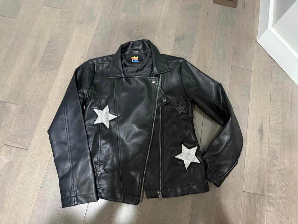 Black Stars Denim Jacket - Size 10-12