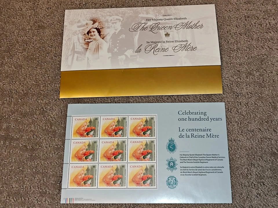 Stamp Souvenir Pane - Elizabeth, Queen Mother 100th Birthday