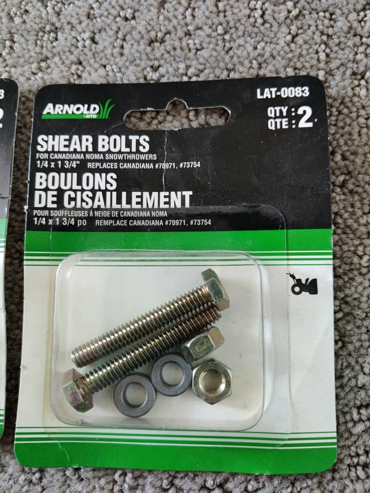 Noma / Canadiana Snow Blower Thrower Shear Bolt Kit - Set of 2 - photo 2