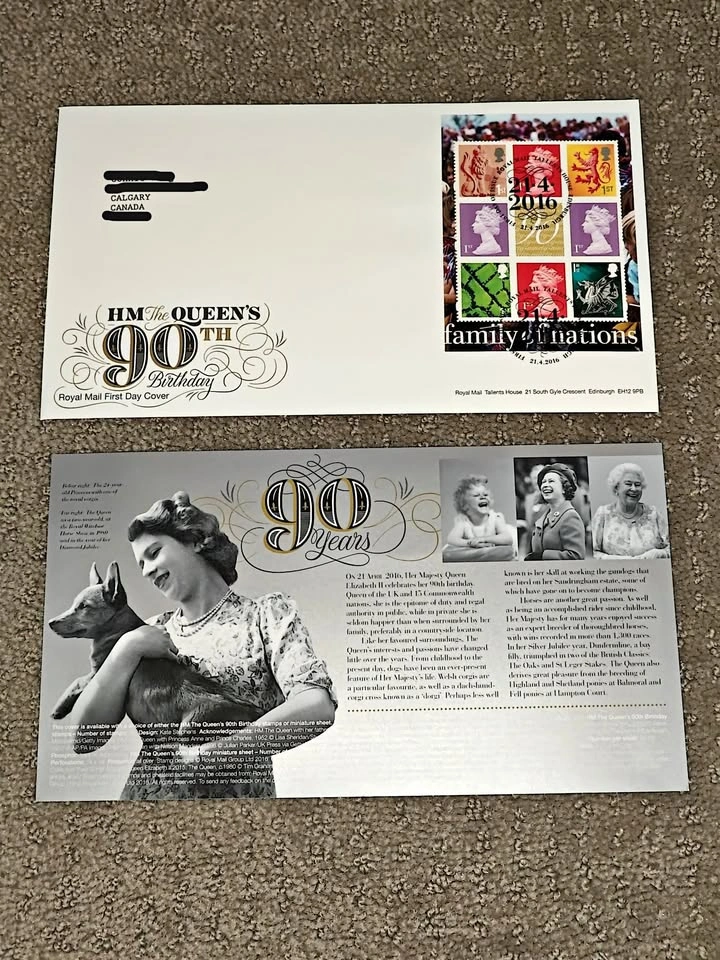 First Day Covers Queen Elizabeth II 90th Birthday - 9 FDC Stamps