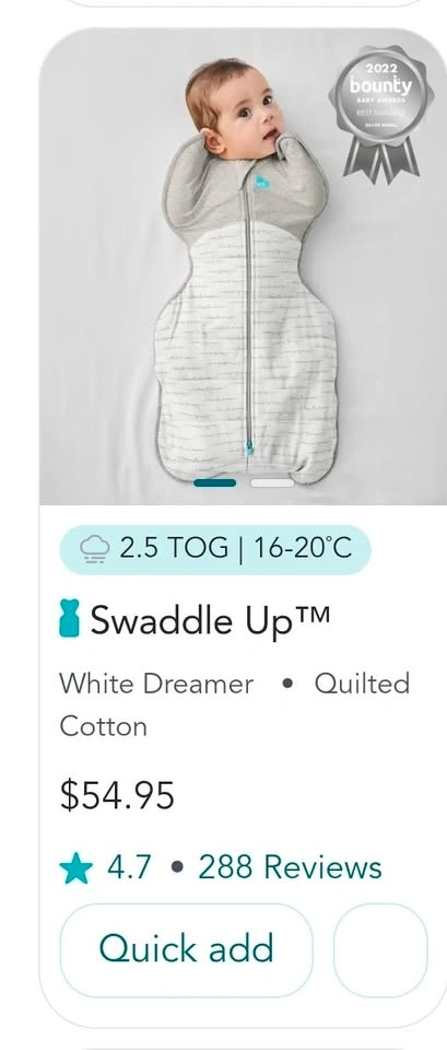 2.5 TOG (Size NB) Love to Dream Swaddle - photo 2