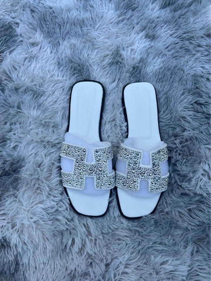 Hermes Crystal H Slide Sandals Size 37 - photo 2