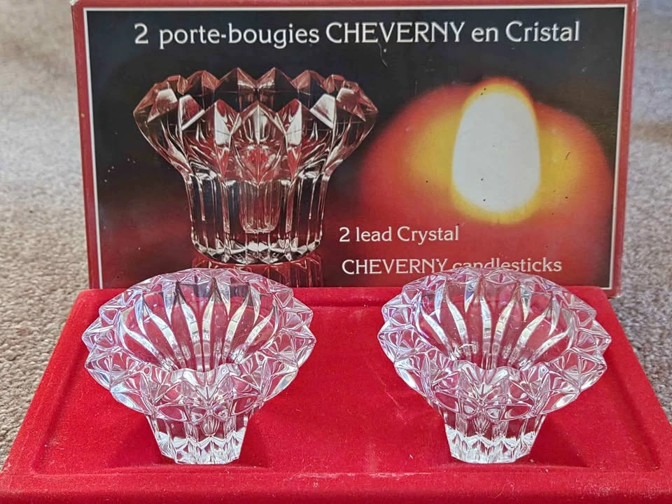 2 lead crystal candle holders