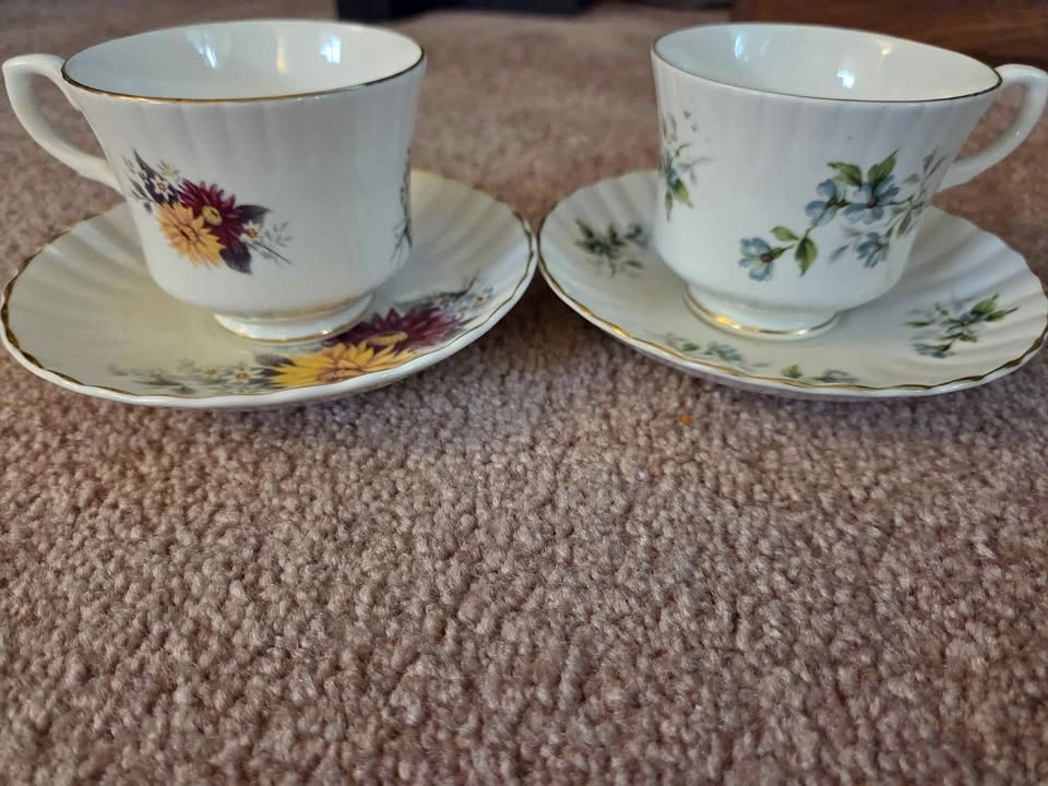 Vintage Royal Stafford Bone China Teacup & Saucer Sets