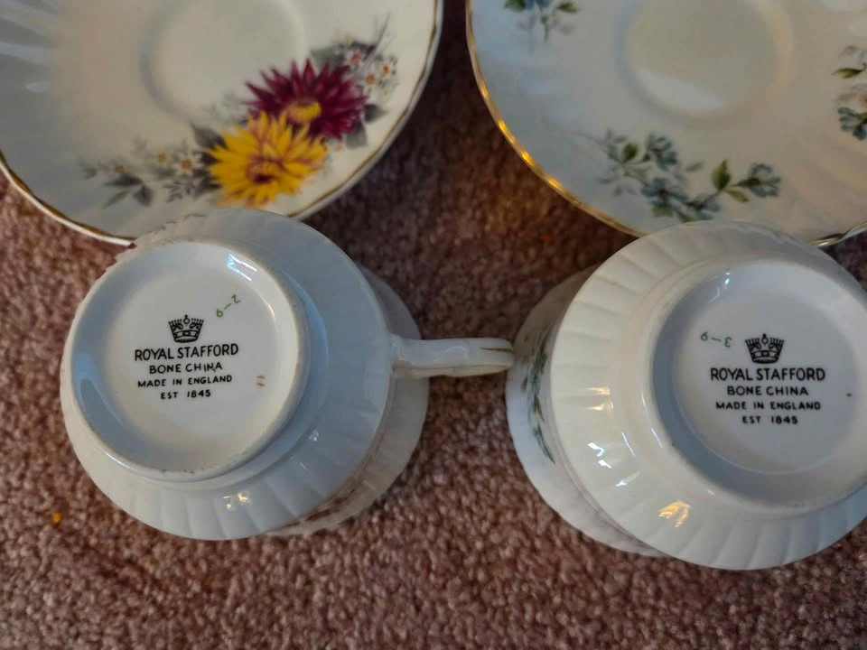 Vintage Royal Stafford Bone China Teacup & Saucer Sets - photo 2